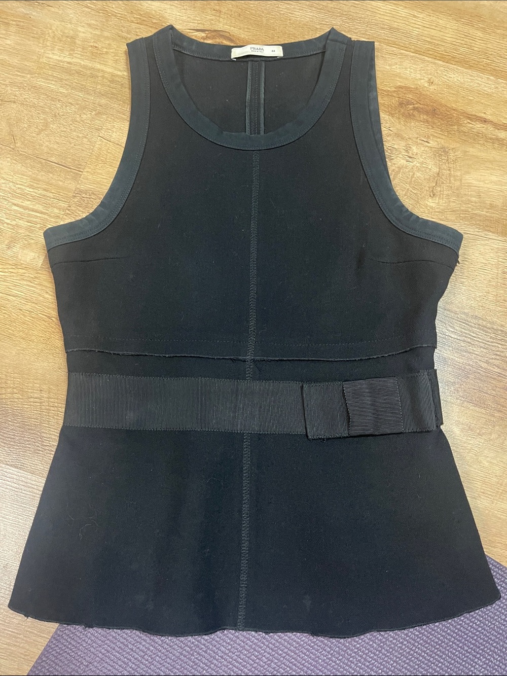 PRADA Sleeveless Black Belted Top - Fitted - size 44/US 8/10